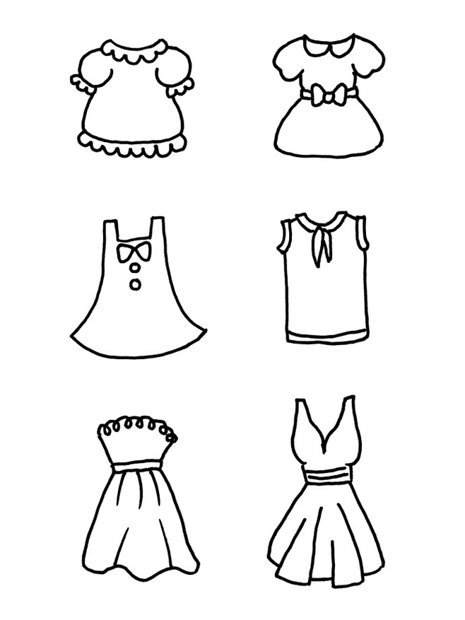 原創(chuàng)卡通衣服服裝簡(jiǎn)筆畫手繪插畫手賬素材~.